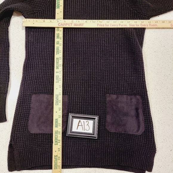 Banana Republic Wool Blend Mock Neck Sweater Tunic front Pockets Waffle Knit S - Picture 6 of 10